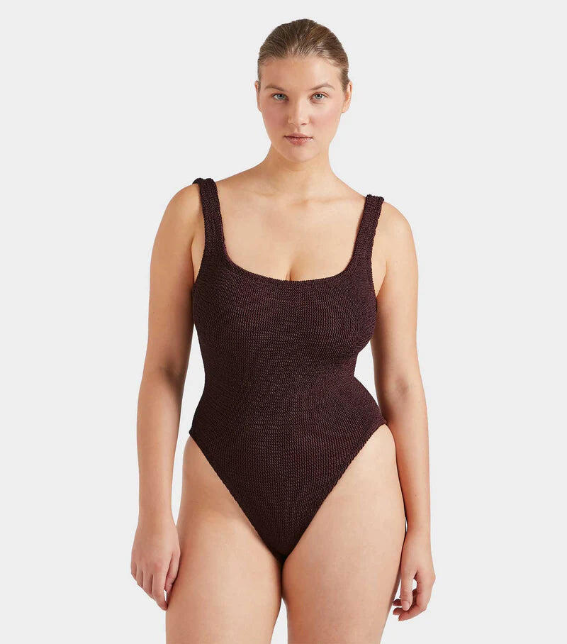 Classic Square Neck Swim Metallic Chocolate