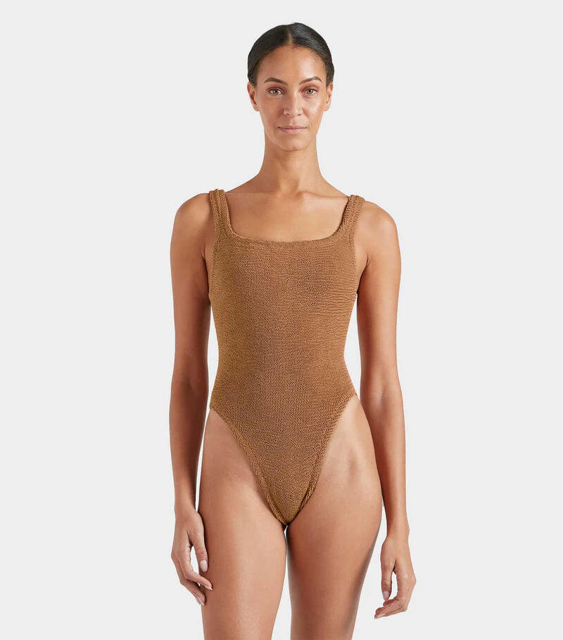 Classic Square Neck Swim Metallic Cocoa