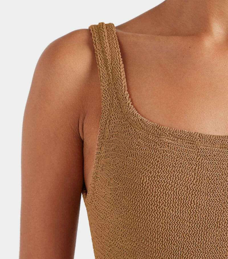 Classic Square Neck Swim Metallic Cocoa