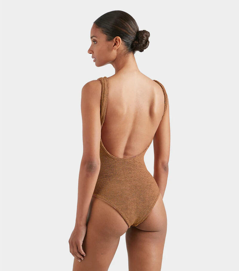 Coverage Square Neck Swim Metallic Cocoa