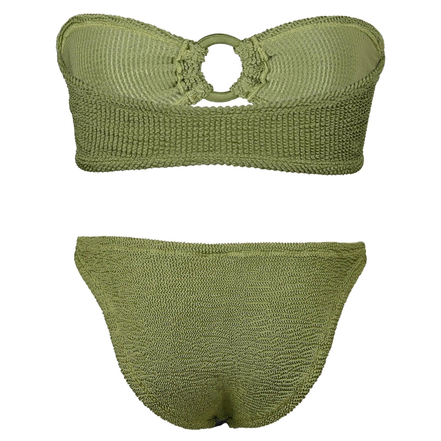 Gloria Bikini With Fabric Covered Hoops Metallic Moss - ONE SIZE - Bikini