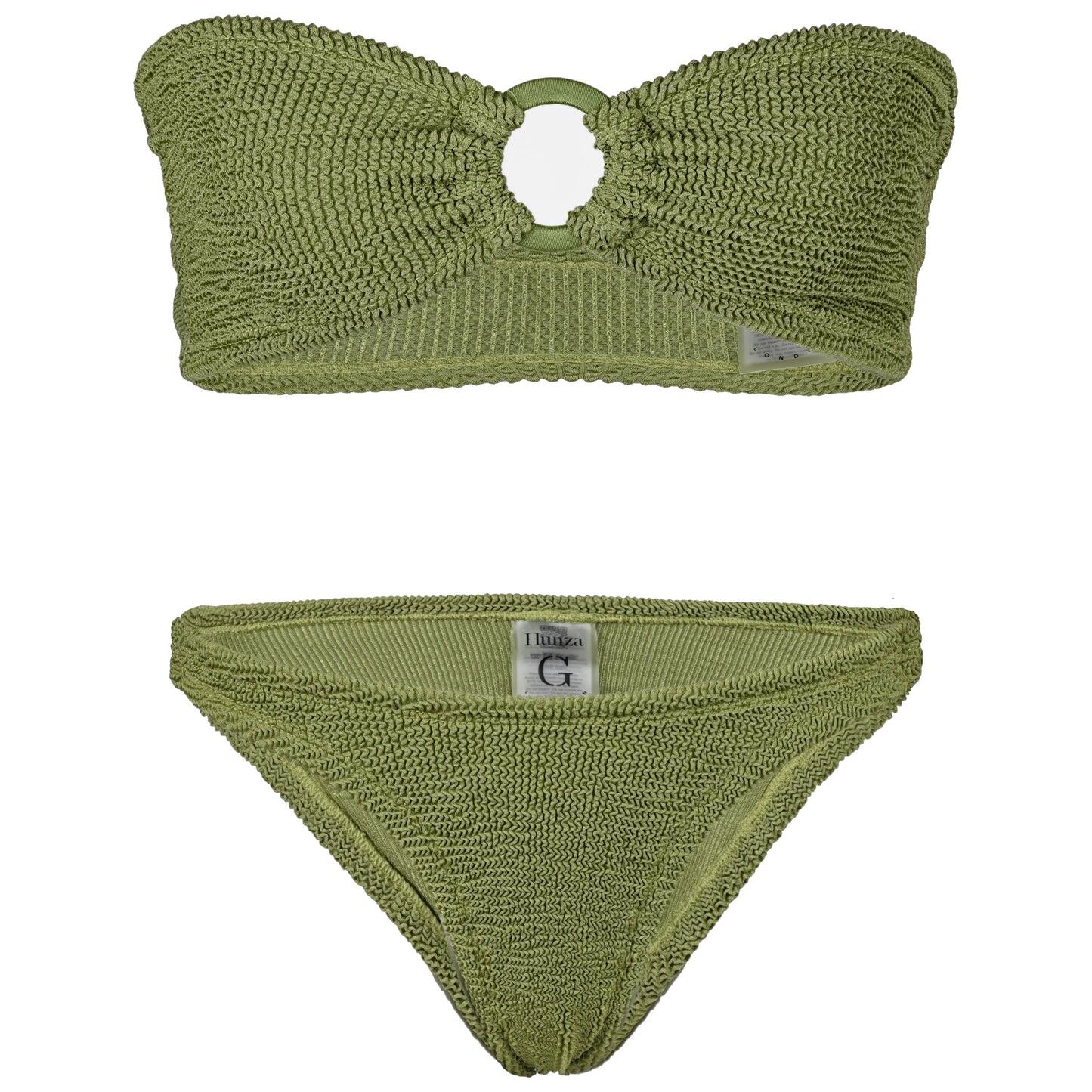Gloria Bikini With Fabric Covered Hoops Metallic Moss - ONE SIZE - Bikini