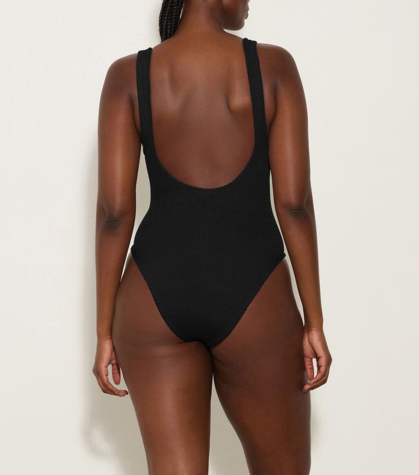 Domino Swim With Fabric Covered Hoops Black - ONE SIZE - One Piece