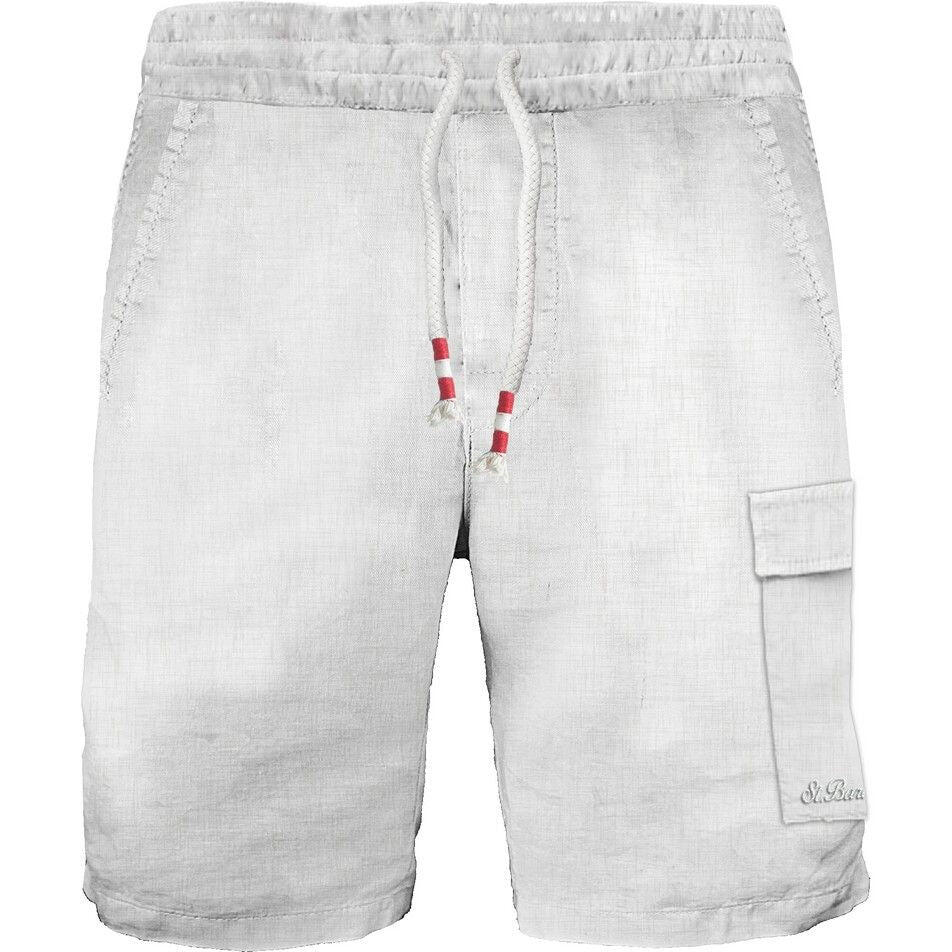 White Bermuda Linen Short