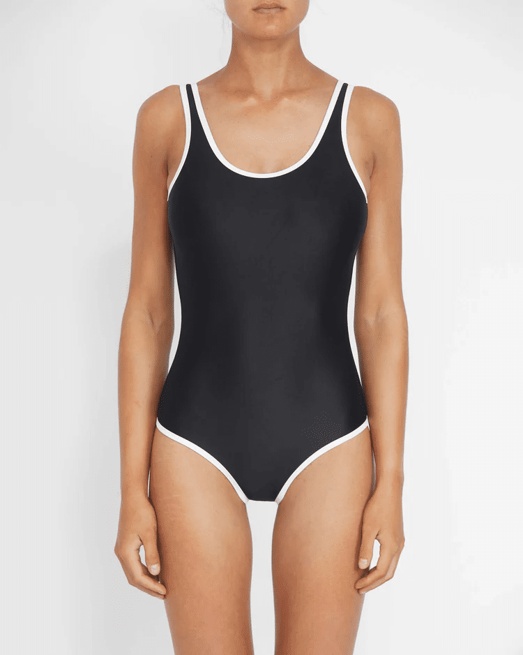Backless Duo One Piece Black and White Contrast