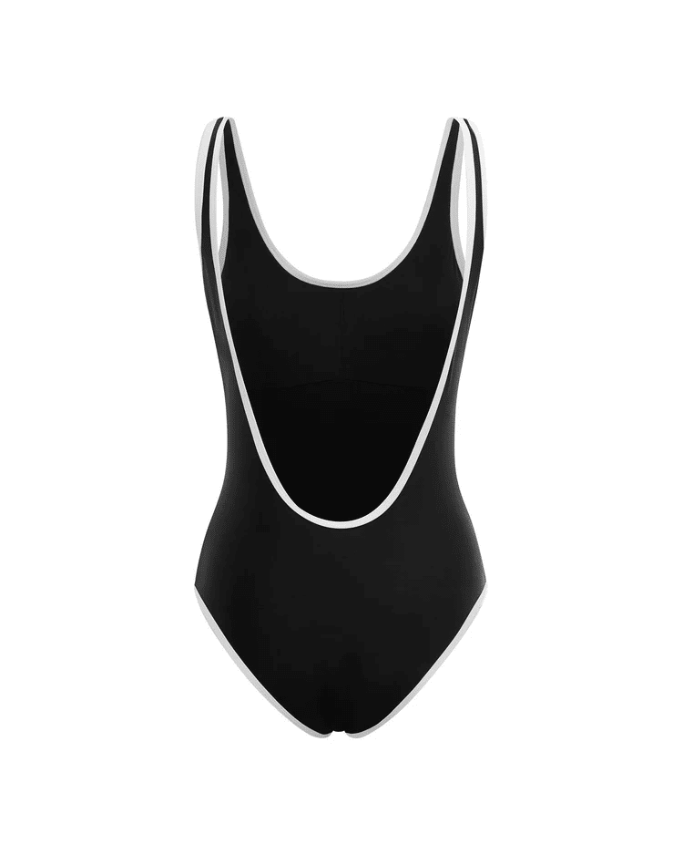 Backless Duo One Piece Black and White Contrast