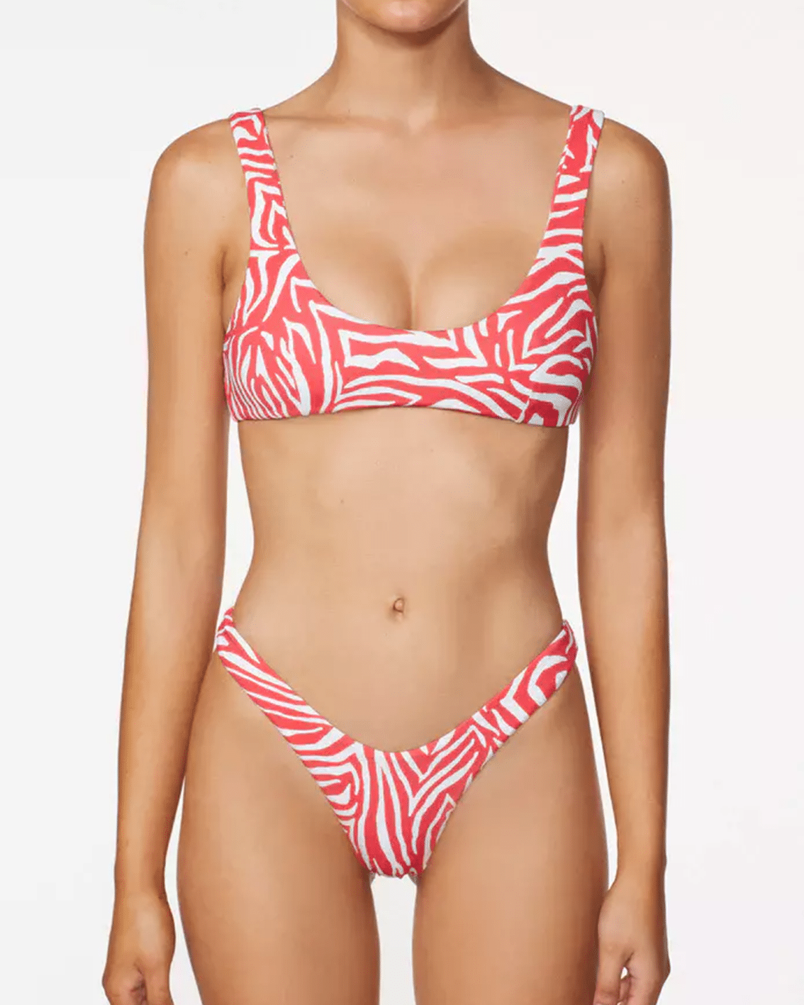 Bikini Crop Top in Red Zebra Print - Bikini Top