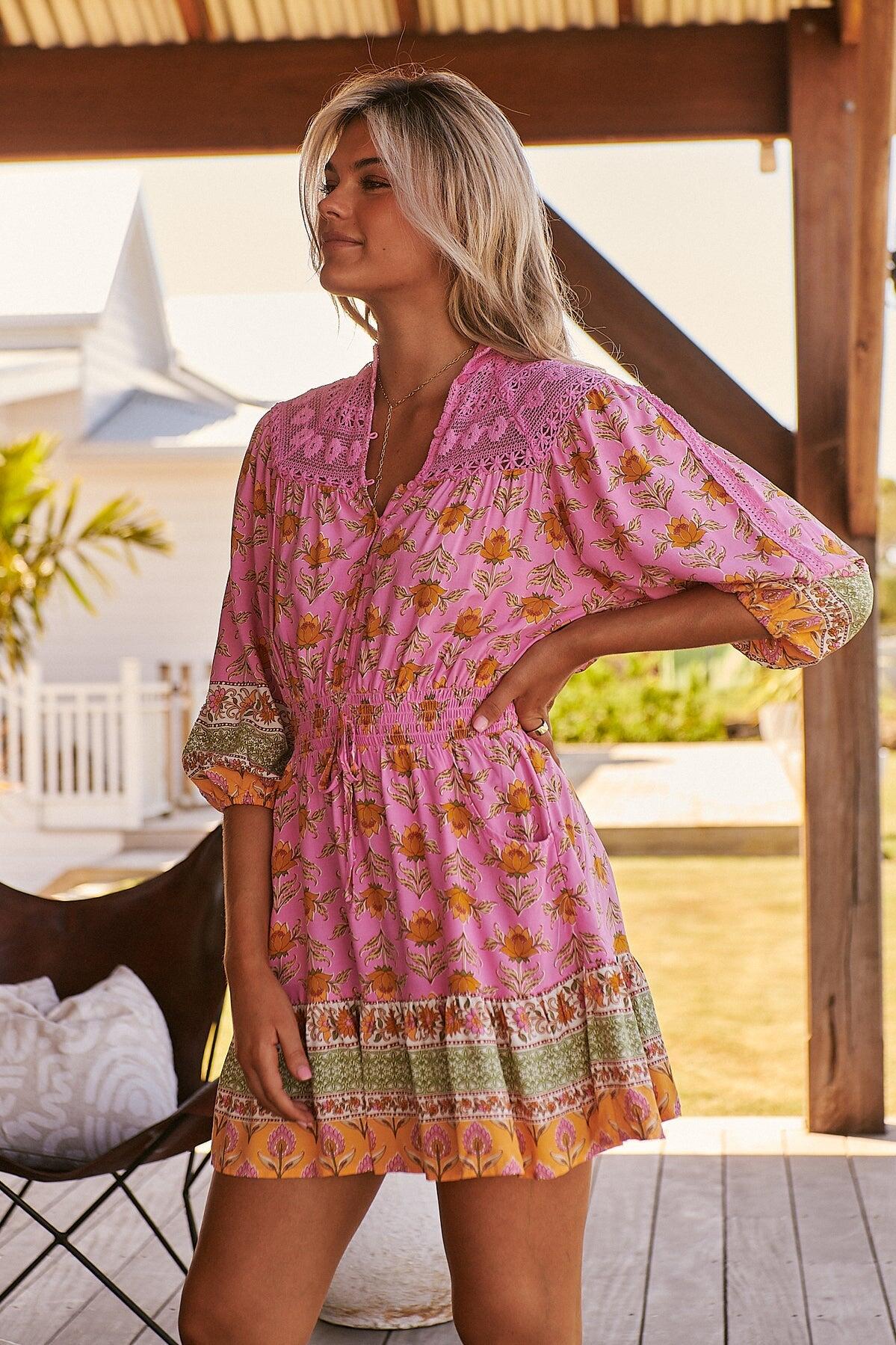 Blushing Meadow Print Olivia Mini Dress