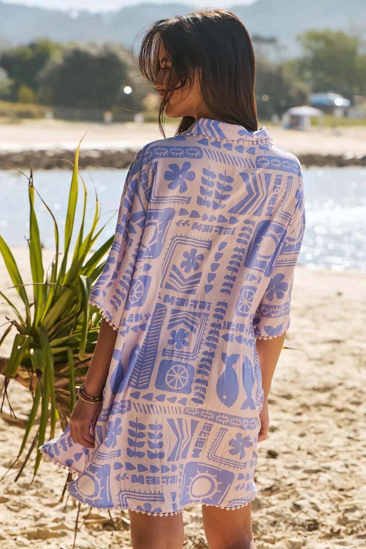 Mai Tai Print Dustin Shirt Dress - Dress