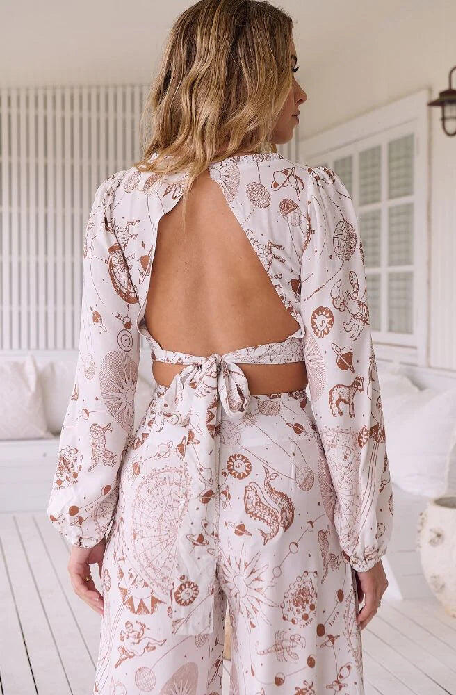 White Astrid Print Fluir Top - Top