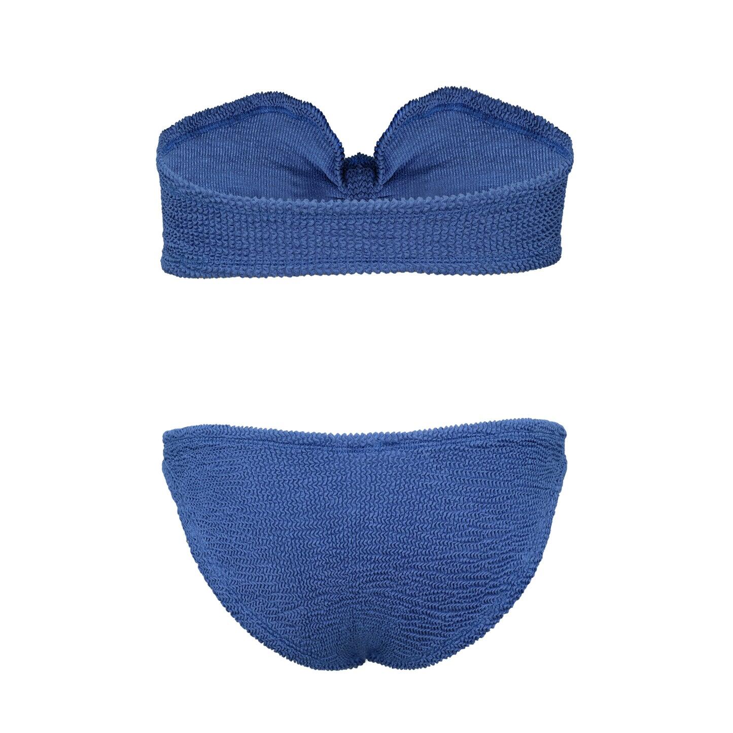 Bandeau Bikini Set in Metallic Denim