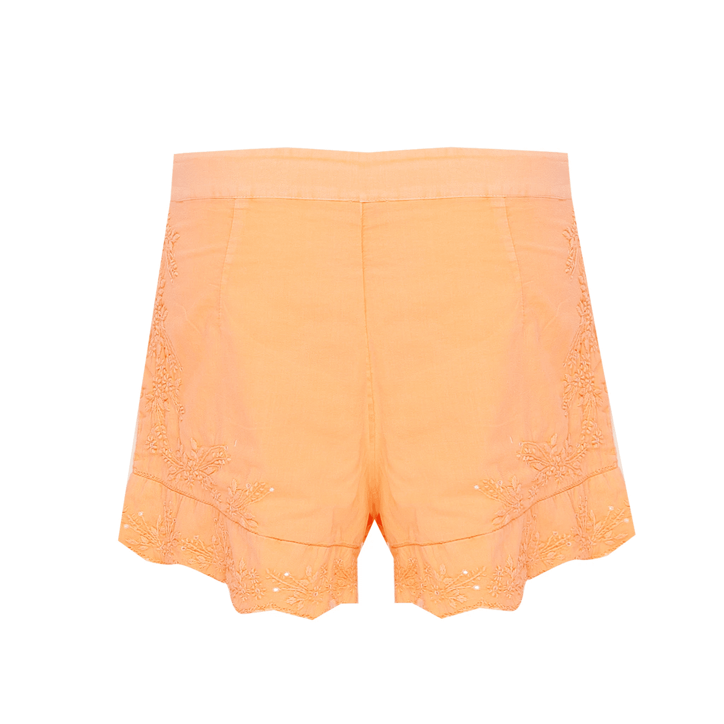 High Waisted Shorts With Lotus Embroidery-Lined Aqua/Neon Yellow