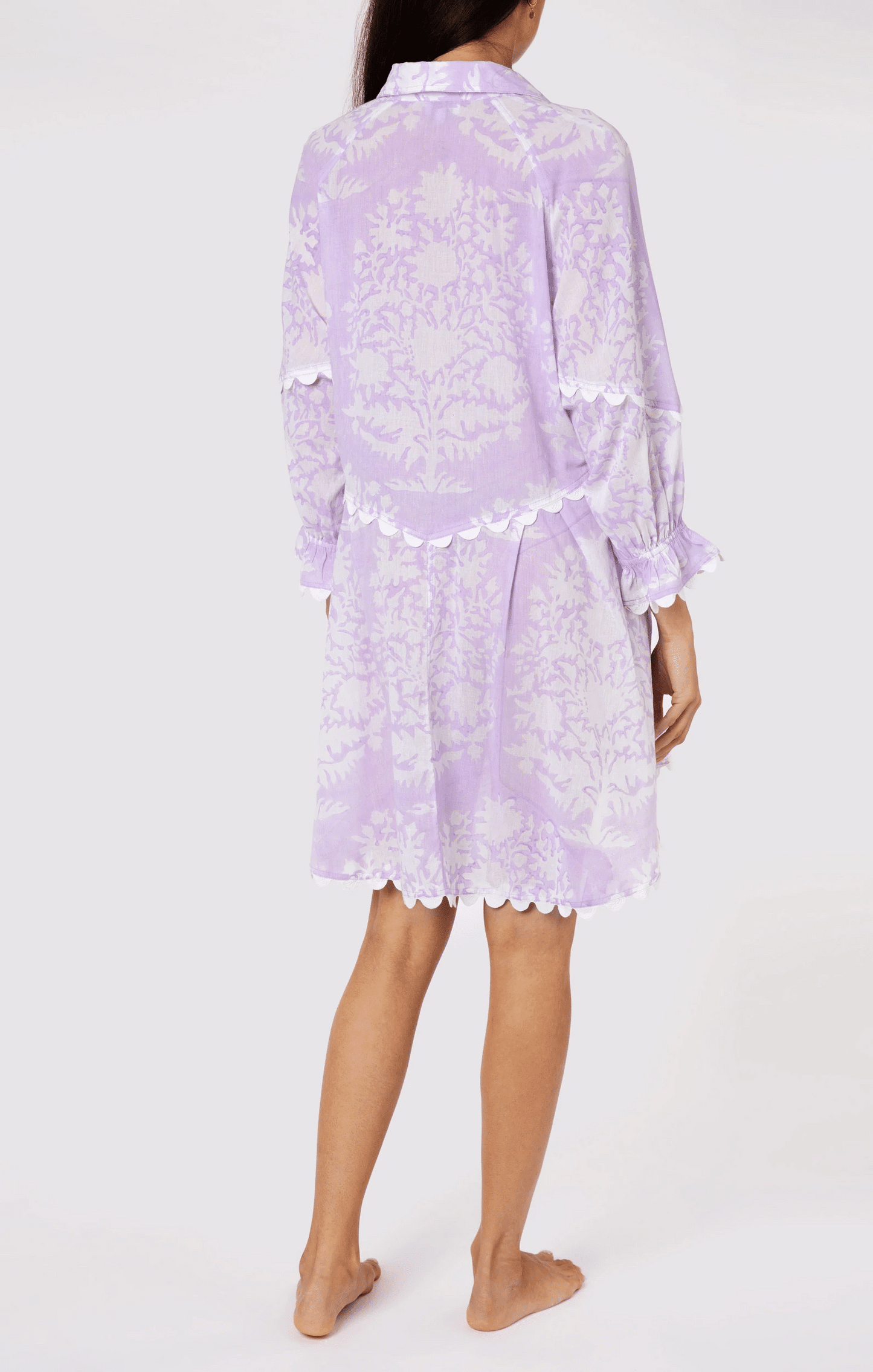 Flared Sleeve Dress In Palladio Print Lilac
