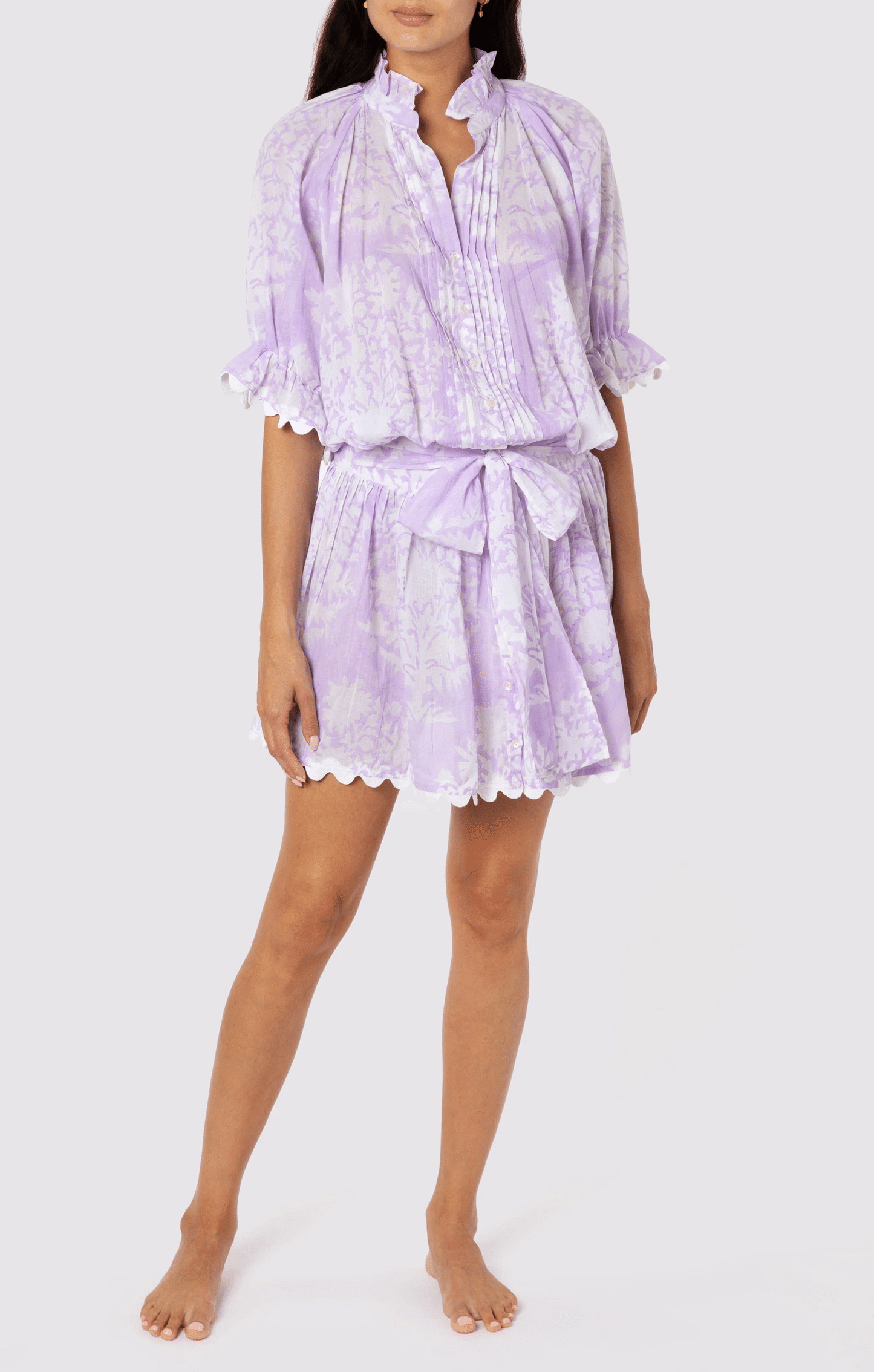 Blouson Dress In Palladio Print Lilac