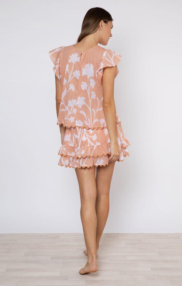Sleeveless Frill Top Majorelle Print - Top