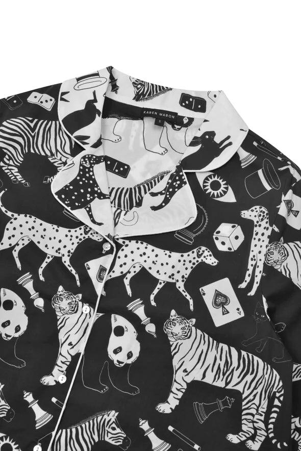 Swing Sleeve PJ Set Black & White - Pajama