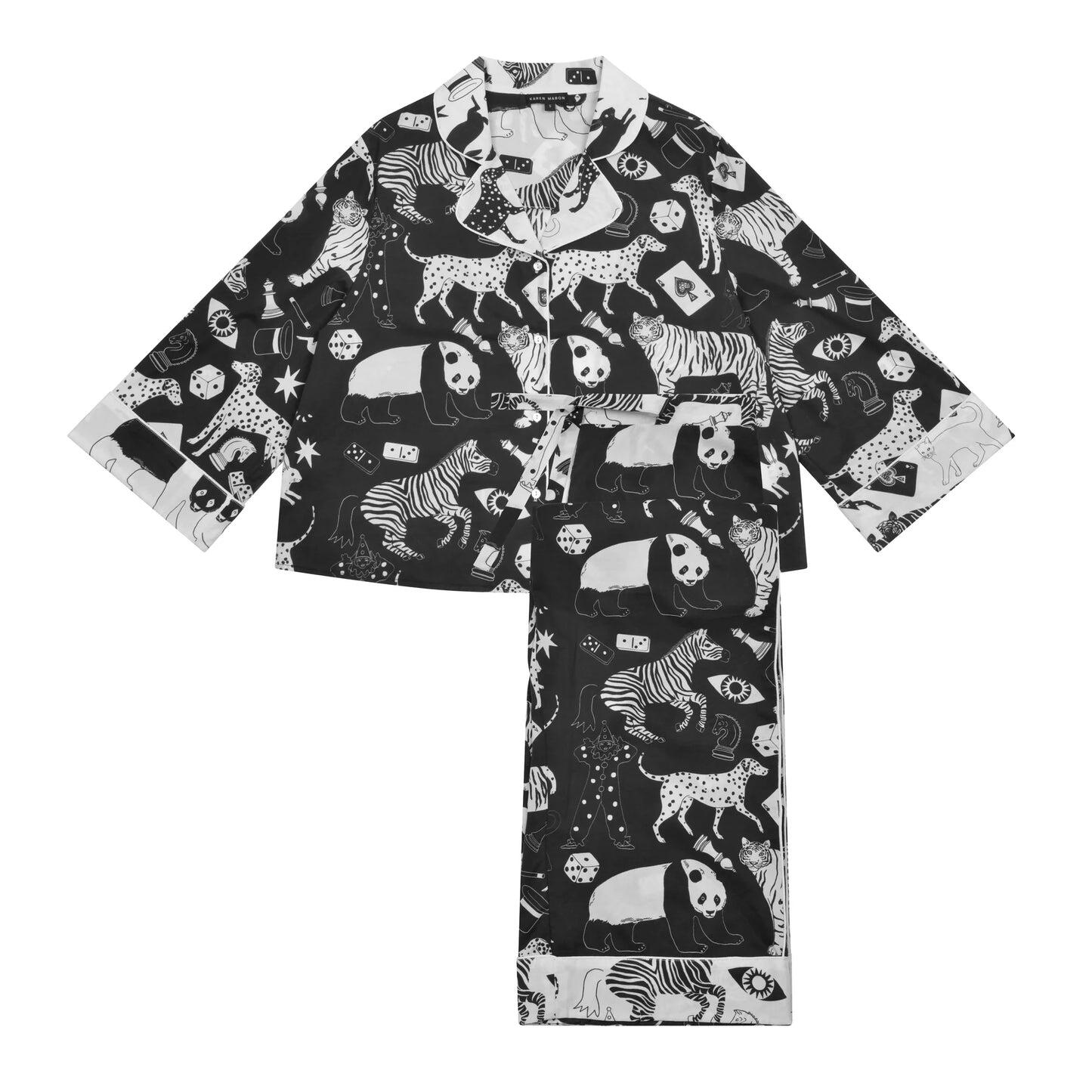 Swing Sleeve PJ Set Black & White - Pajama