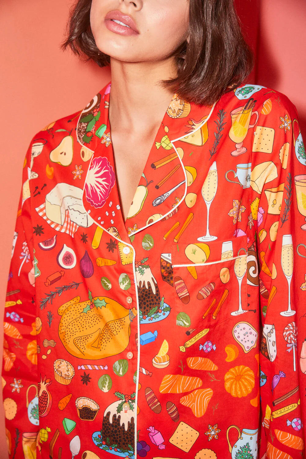 Holiday Feast Classic Long Sleeve Set Red - Pajama