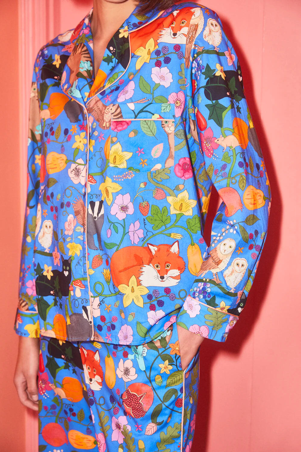 Nocturnal Animals Classic Long Sleeve Set Blue - Pajama