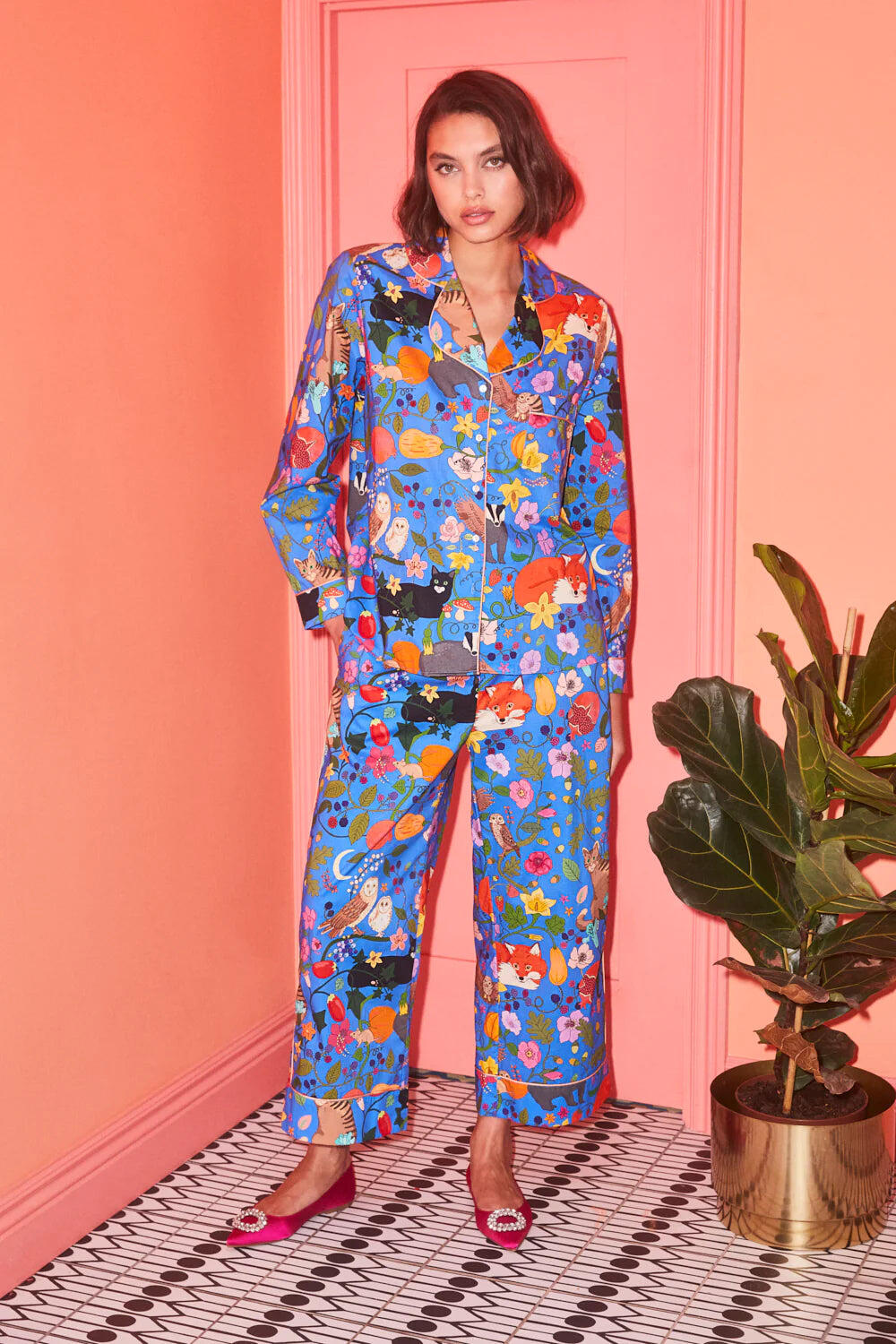 Nocturnal Animals Classic Long Sleeve Set Blue - Pajama