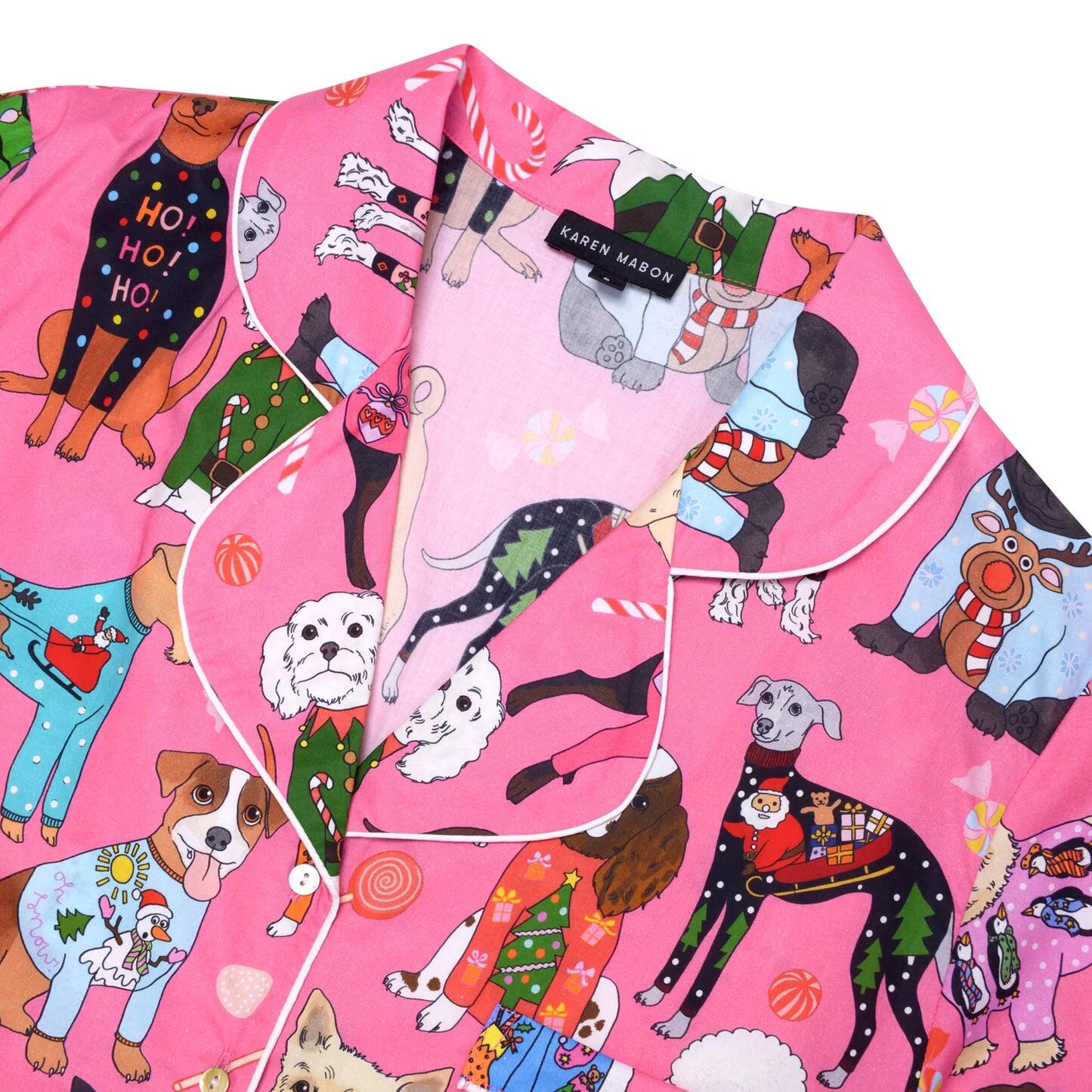 Christmas Jumper Dogs Classic Long Sleeve Set Pink - Pajama