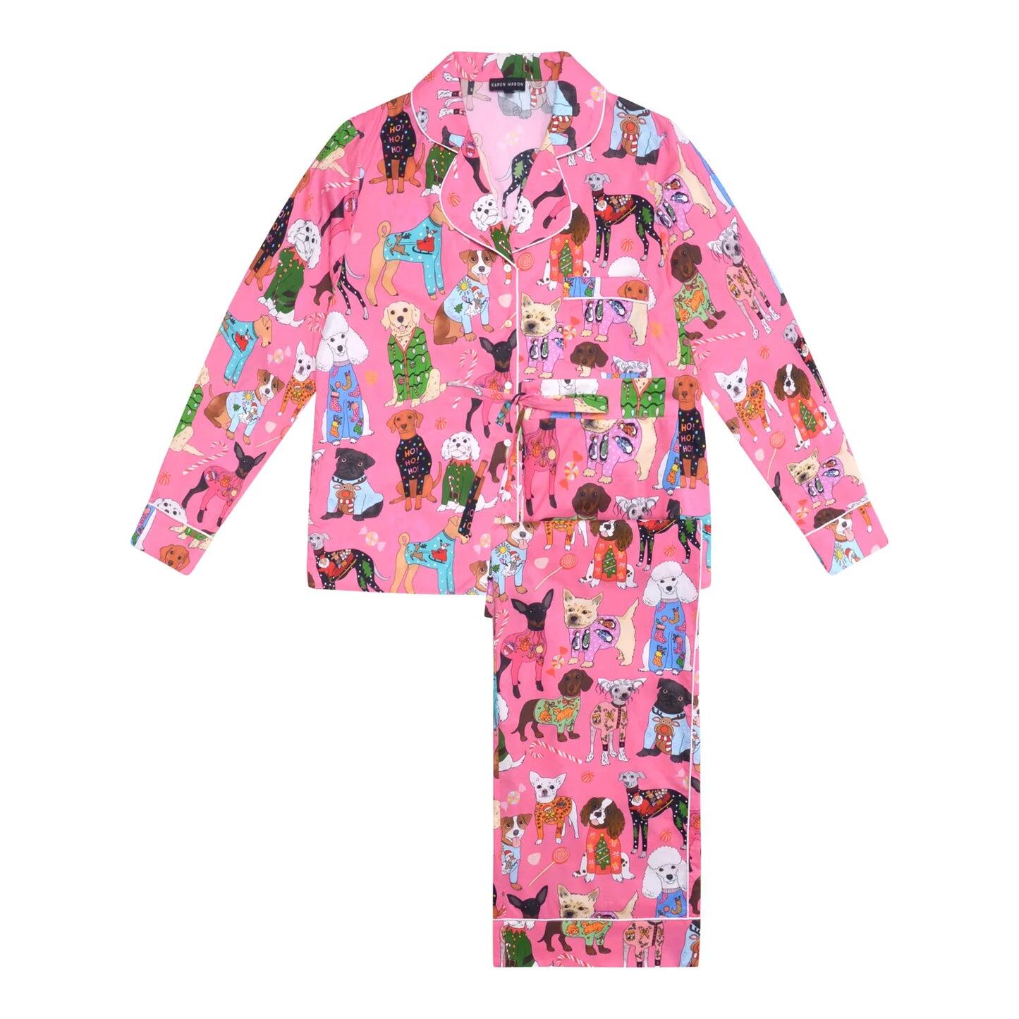 Christmas Jumper Dogs Classic Long Sleeve Set Pink - Pajama