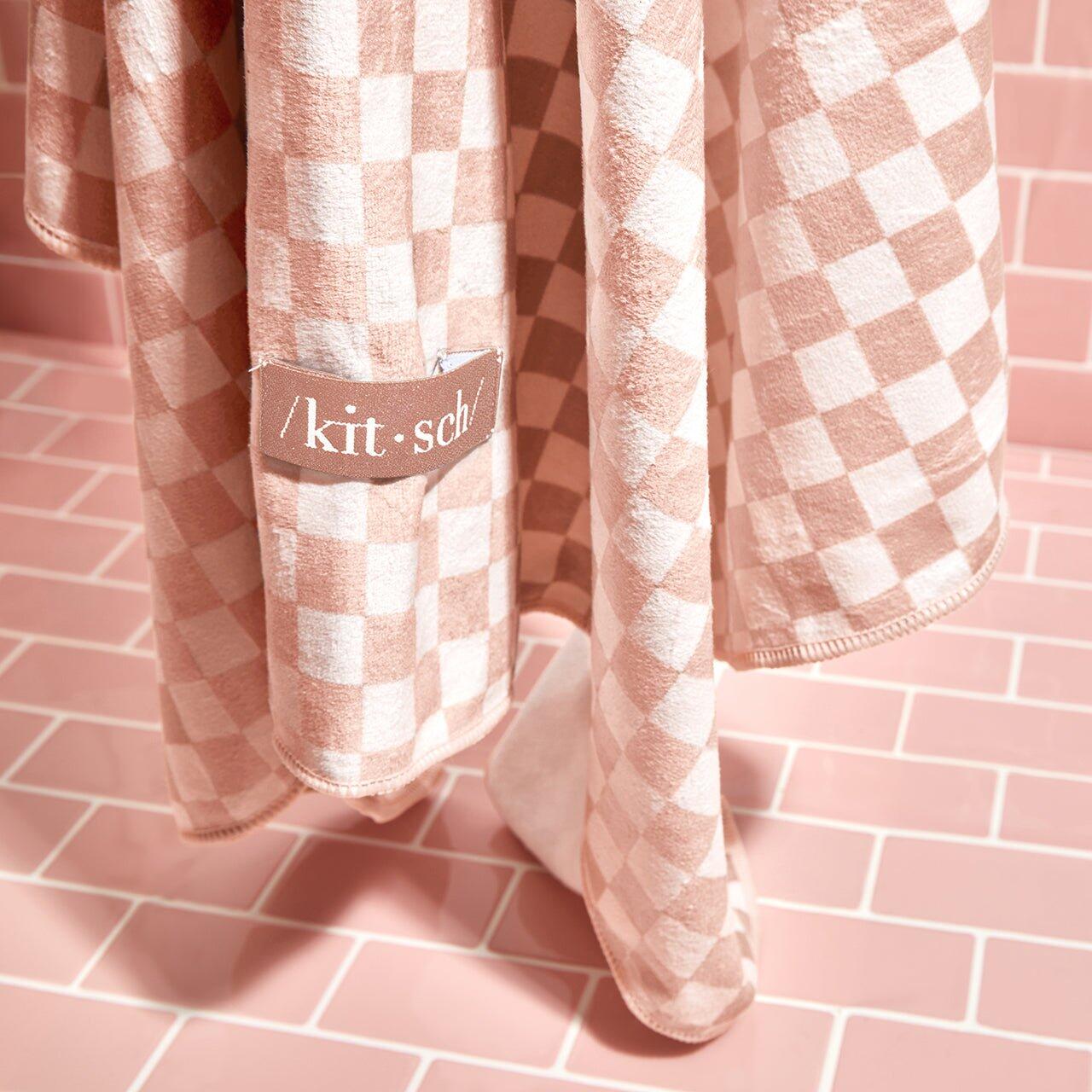 Extra Large Quick-Dry Hair Towel Wrap Terracotta Checker - ONE SIZE - Hair Accessories
