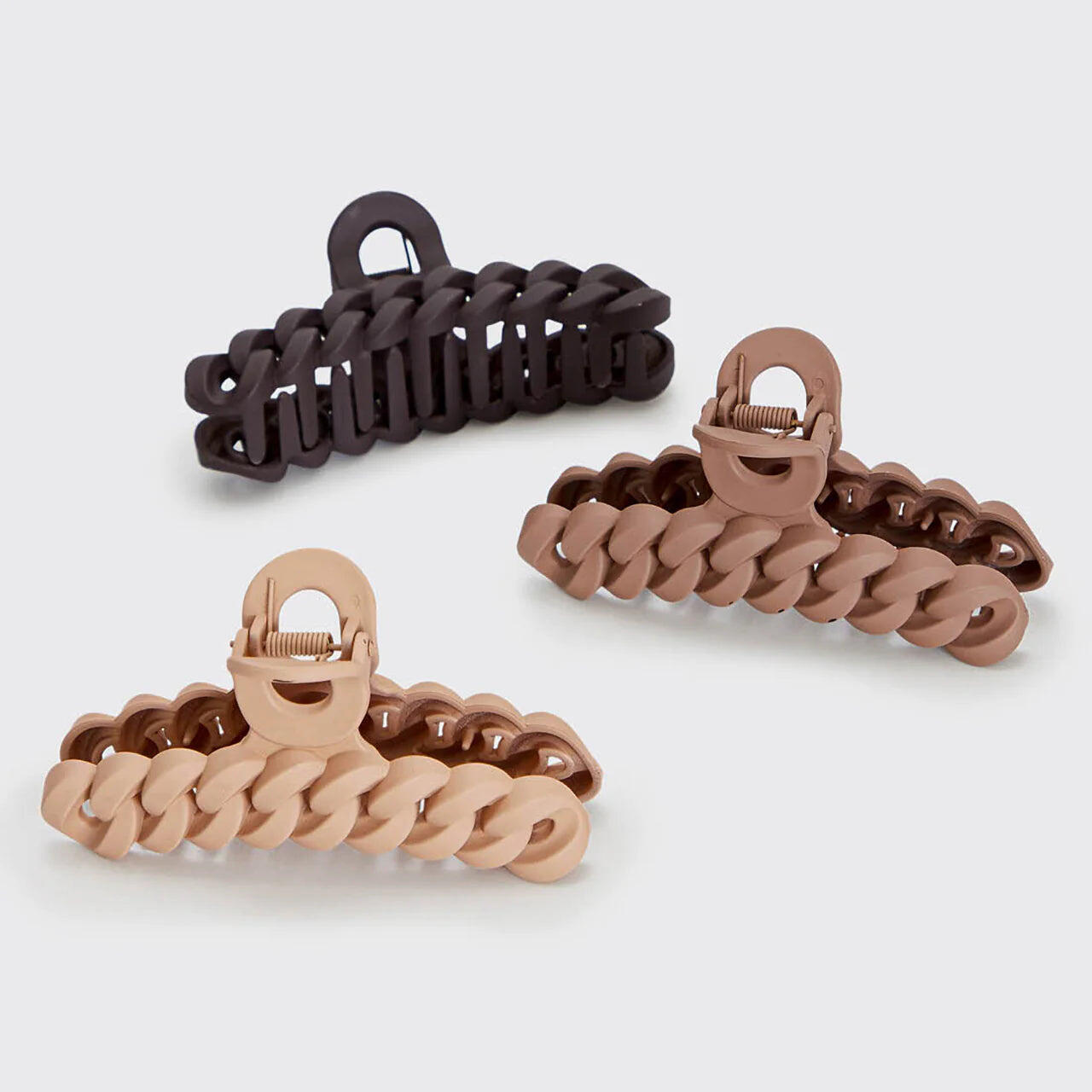Eco-friendly Chain Claw Clip 3pcs Neutral - ONE SIZE - Hair Accesories