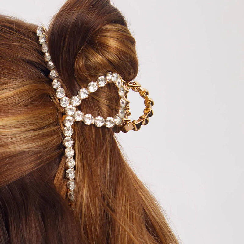 Metal Rhinestone Claw Clip Gold - ONE SIZE - Hair Accesories