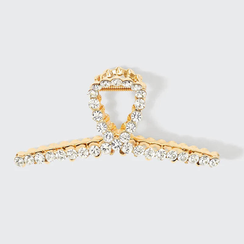 Metal Rhinestone Claw Clip Gold - ONE SIZE - Hair Accesories
