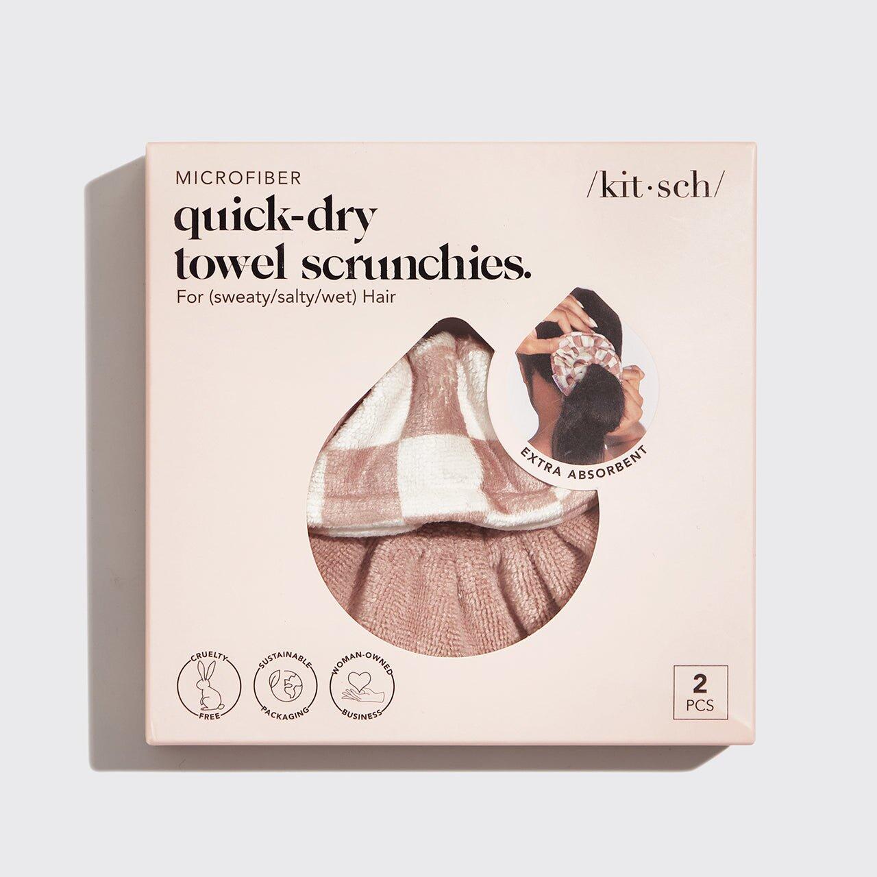 Microfiber Quick-Dry Towel Scrunchies 2pc Terracotta Checker