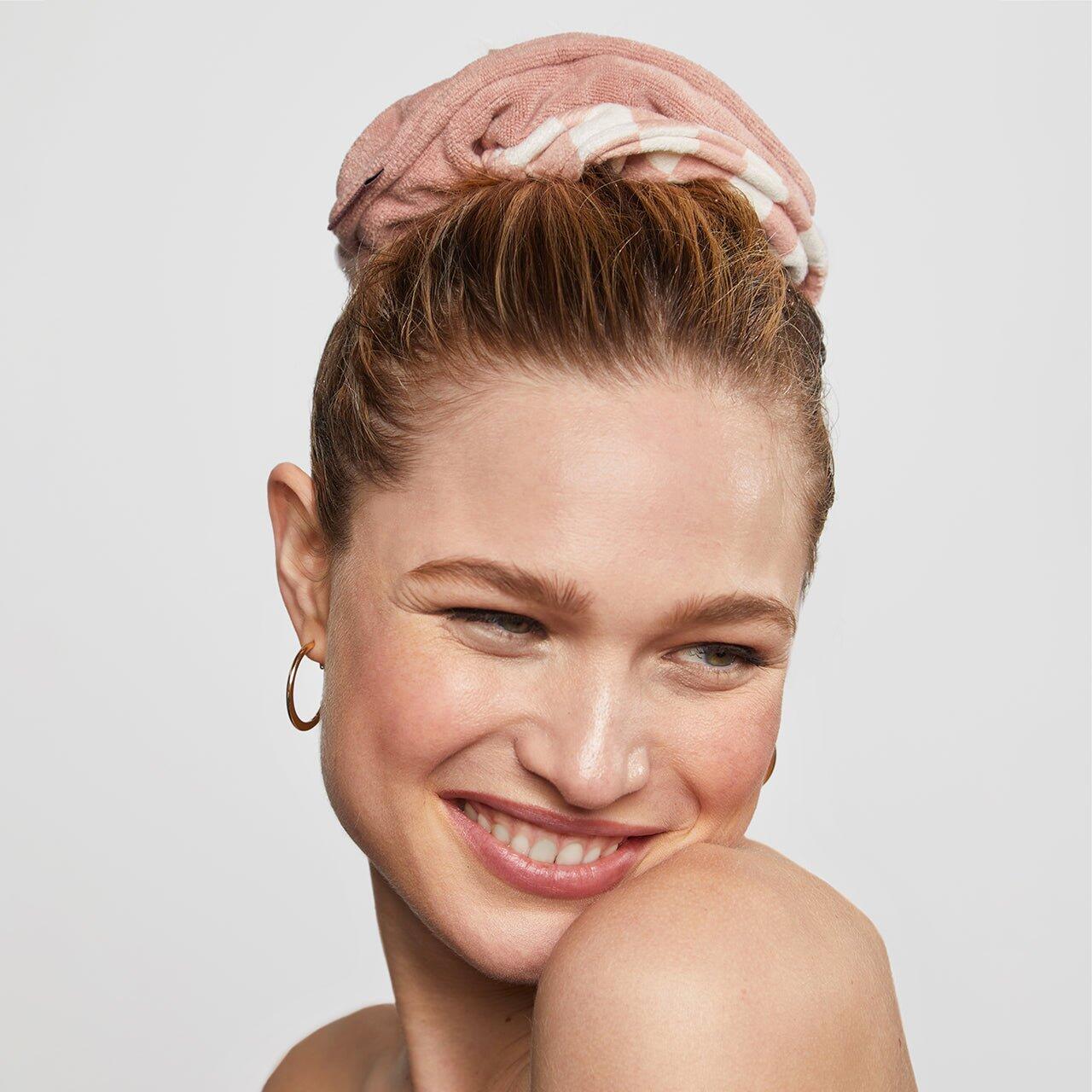 Microfiber Quick-Dry Towel Scrunchies 2pcs Terracotta Checker - ONE SIZE - Hair Accessories