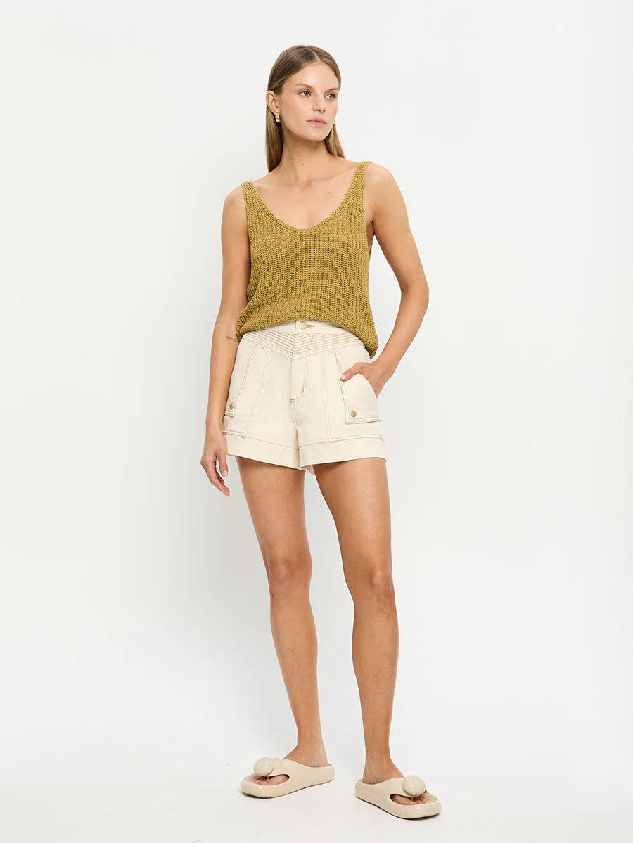 Celene Denim Short Cream