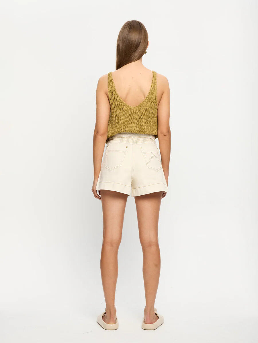 Celene Denim Short Cream