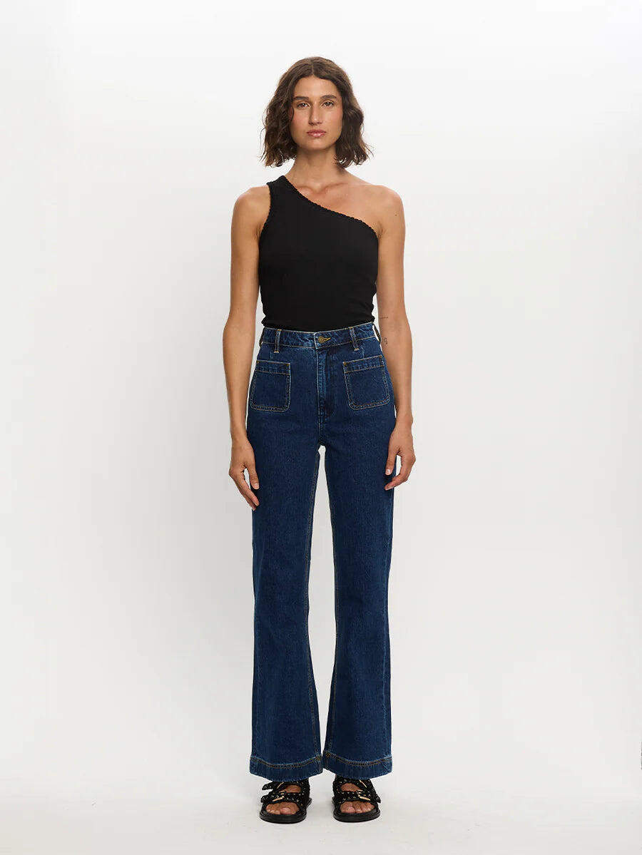 Tallulah One Shoulder Tank Black