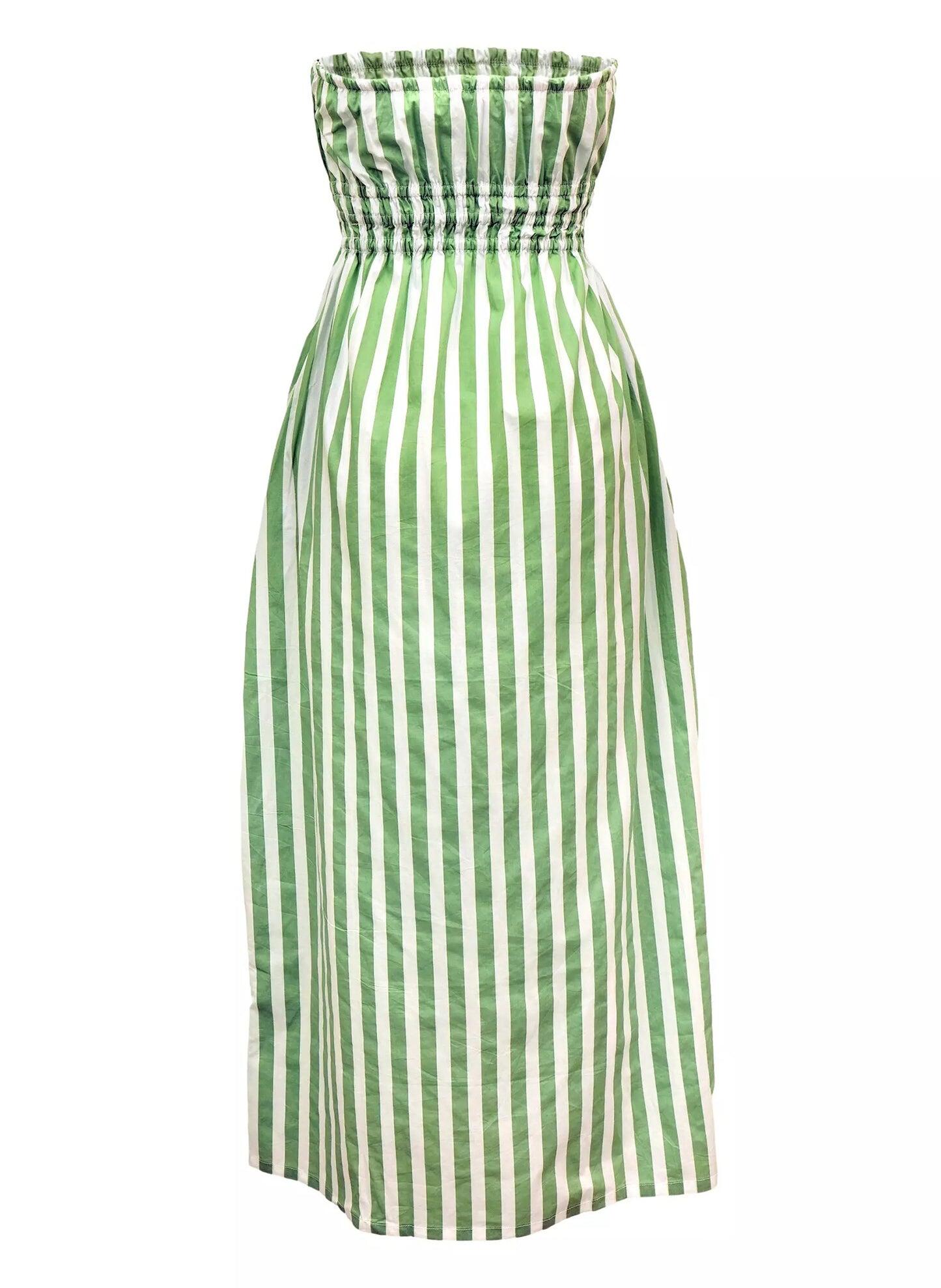 Le Bon Midi Dress Bayou Stripe - Sage - Dress