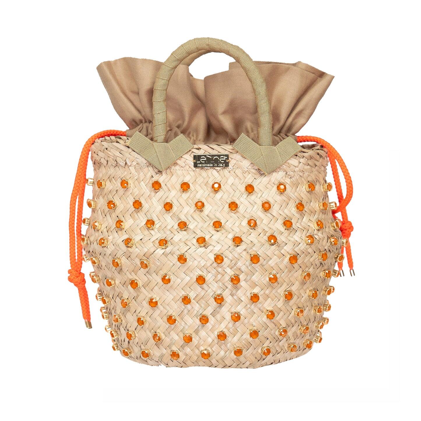 Large Orange Beach Straw Bag