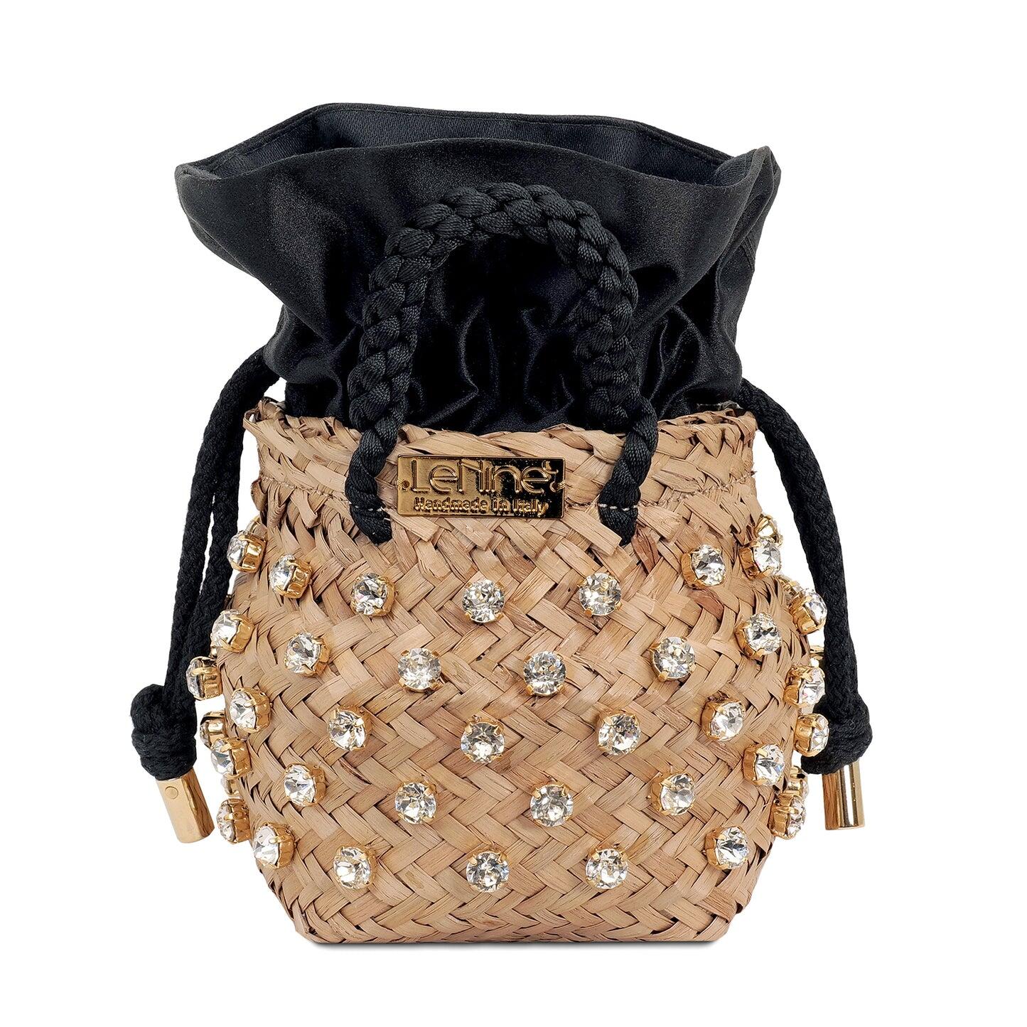 Load image into Gallery viewer, Designer Straw Bag with Black Lining
