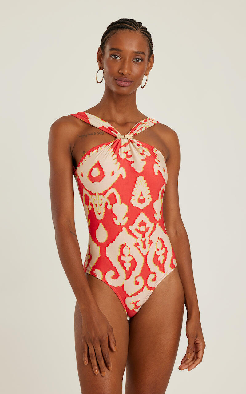 White high neck one piece swimsuit discount
