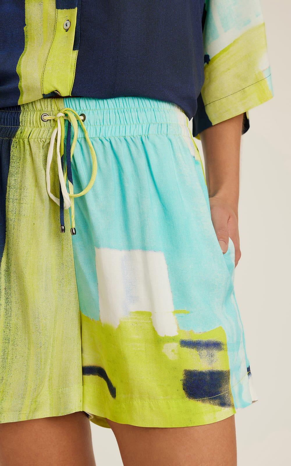 Elastic Waist Shorts Bleue - Shorts