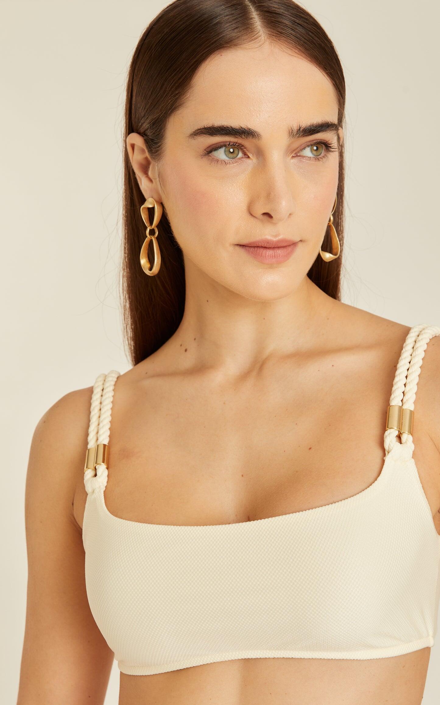 Rope Detail Bikini Top Off White - Bikini Top