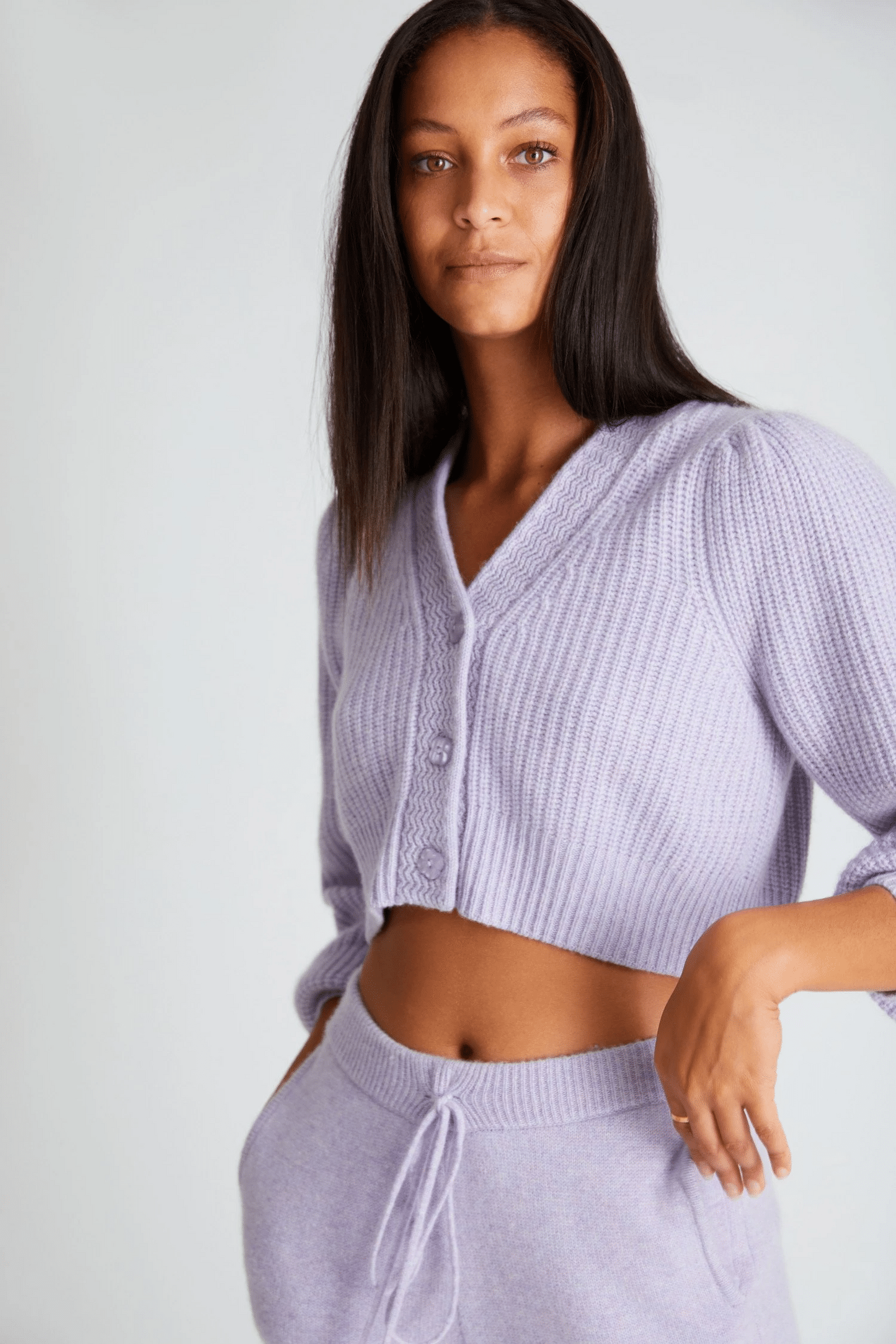 Avignon Cropped Cardigan Purple - Cardigan