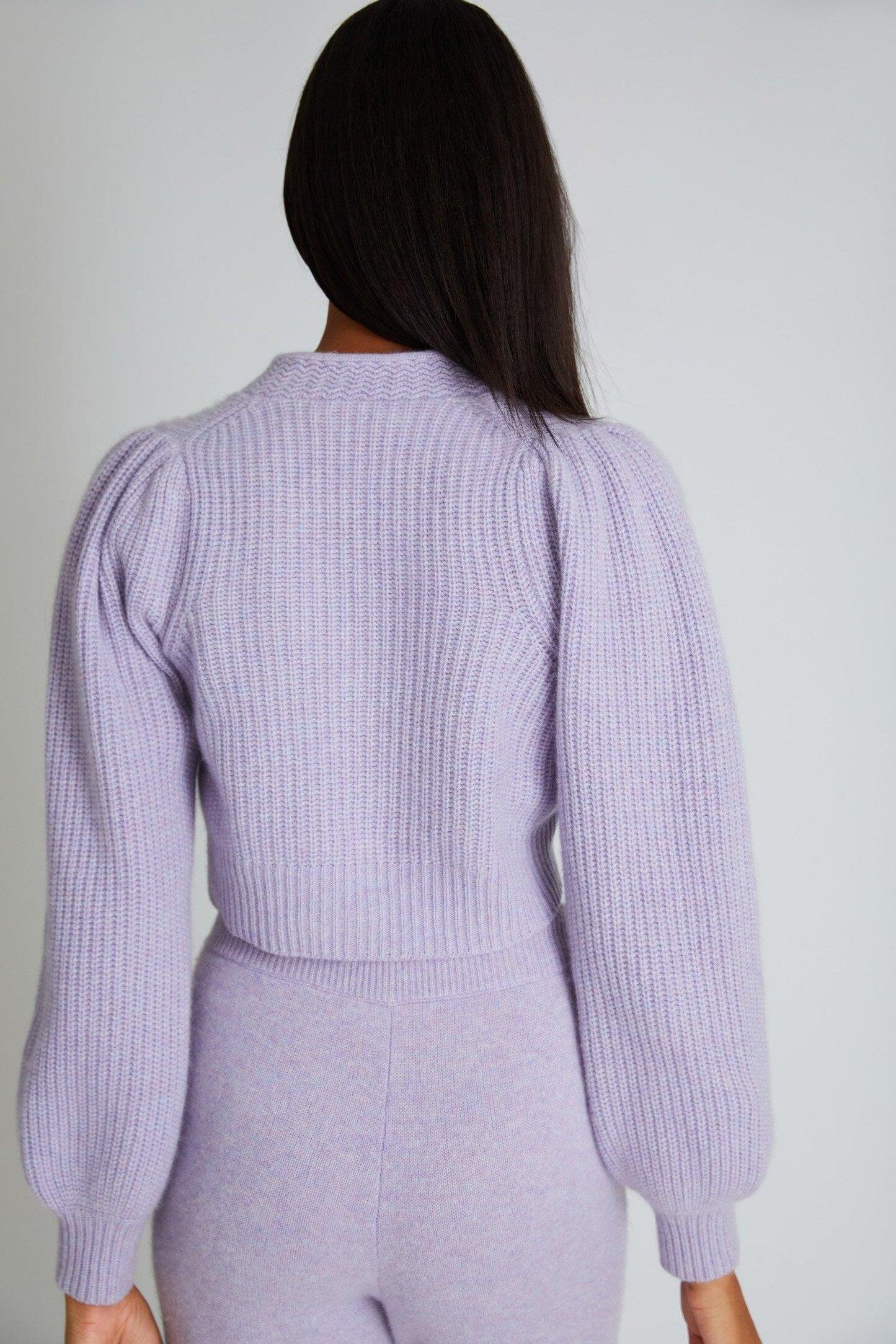 Avignon Cropped Cardigan Purple - Cardigan