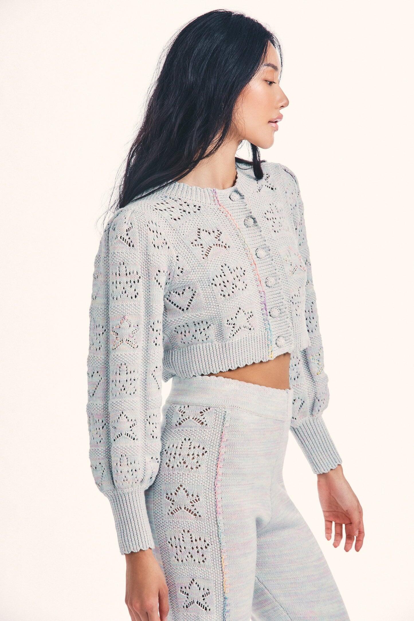 Lata Cropped Cardigan Pastel Rainbow - Cardigan