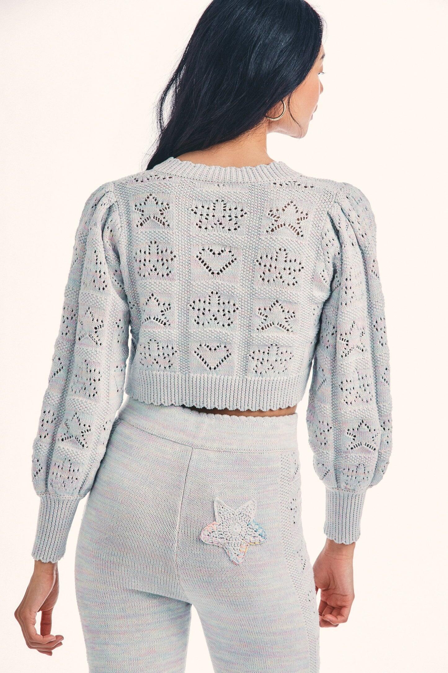 Lata Cropped Cardigan Pastel Rainbow - Cardigan