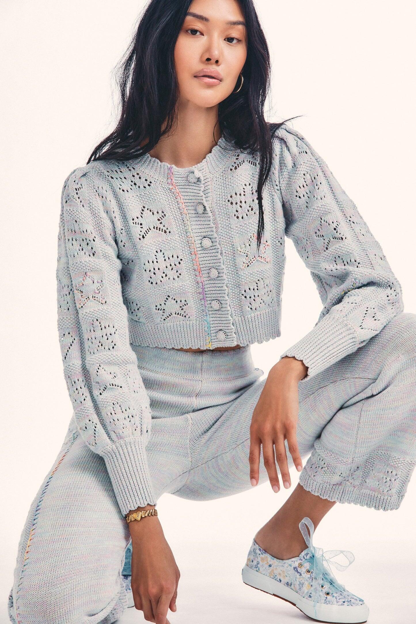 Lata Cropped Cardigan Pastel Rainbow - Cardigan