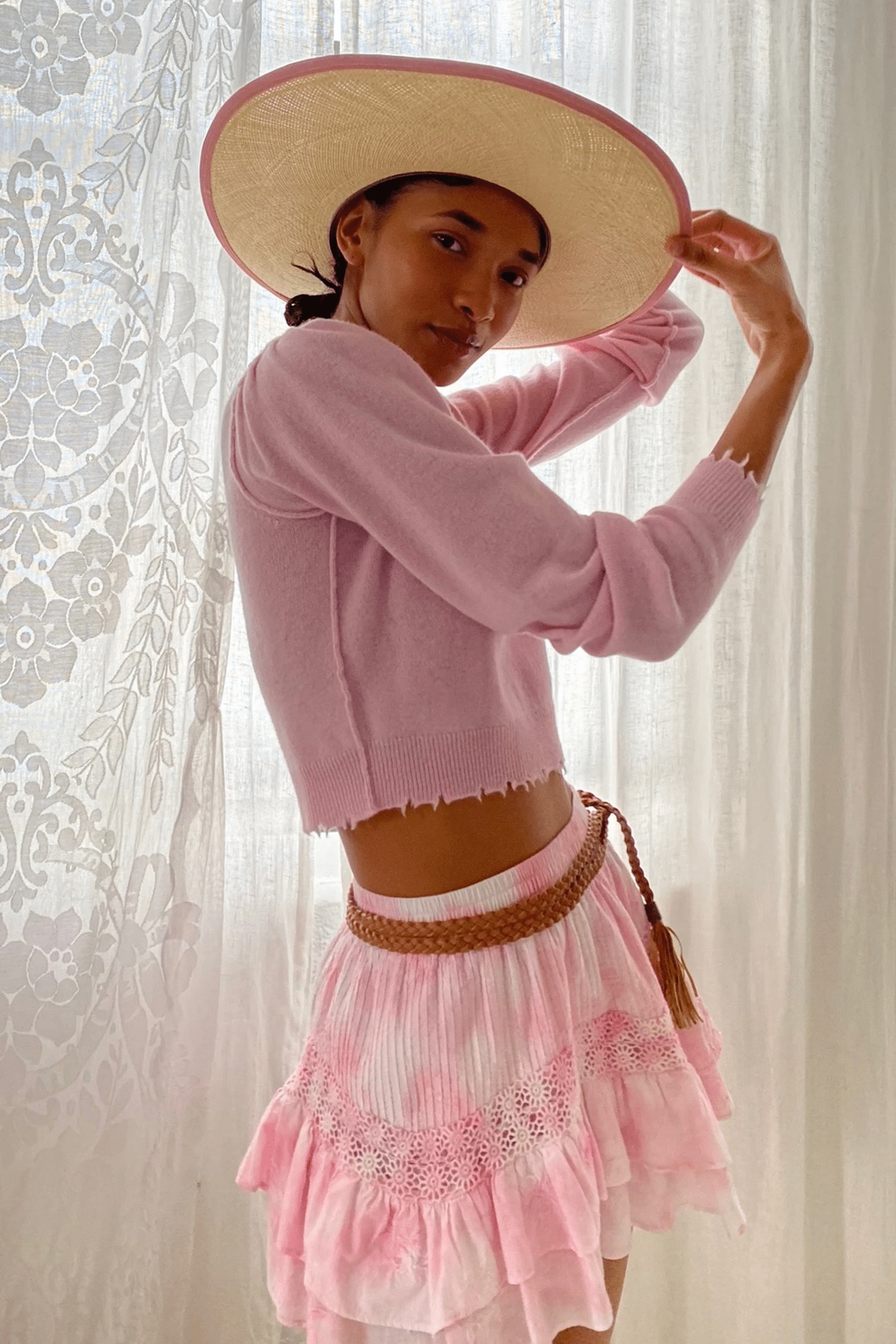 Lune Crop Pullover Pastel Pink - Pullover