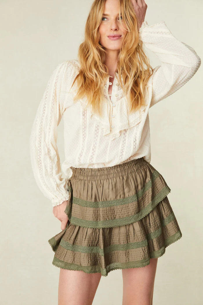 Ruffle Mini Skirt Forest Oak - Skirt
