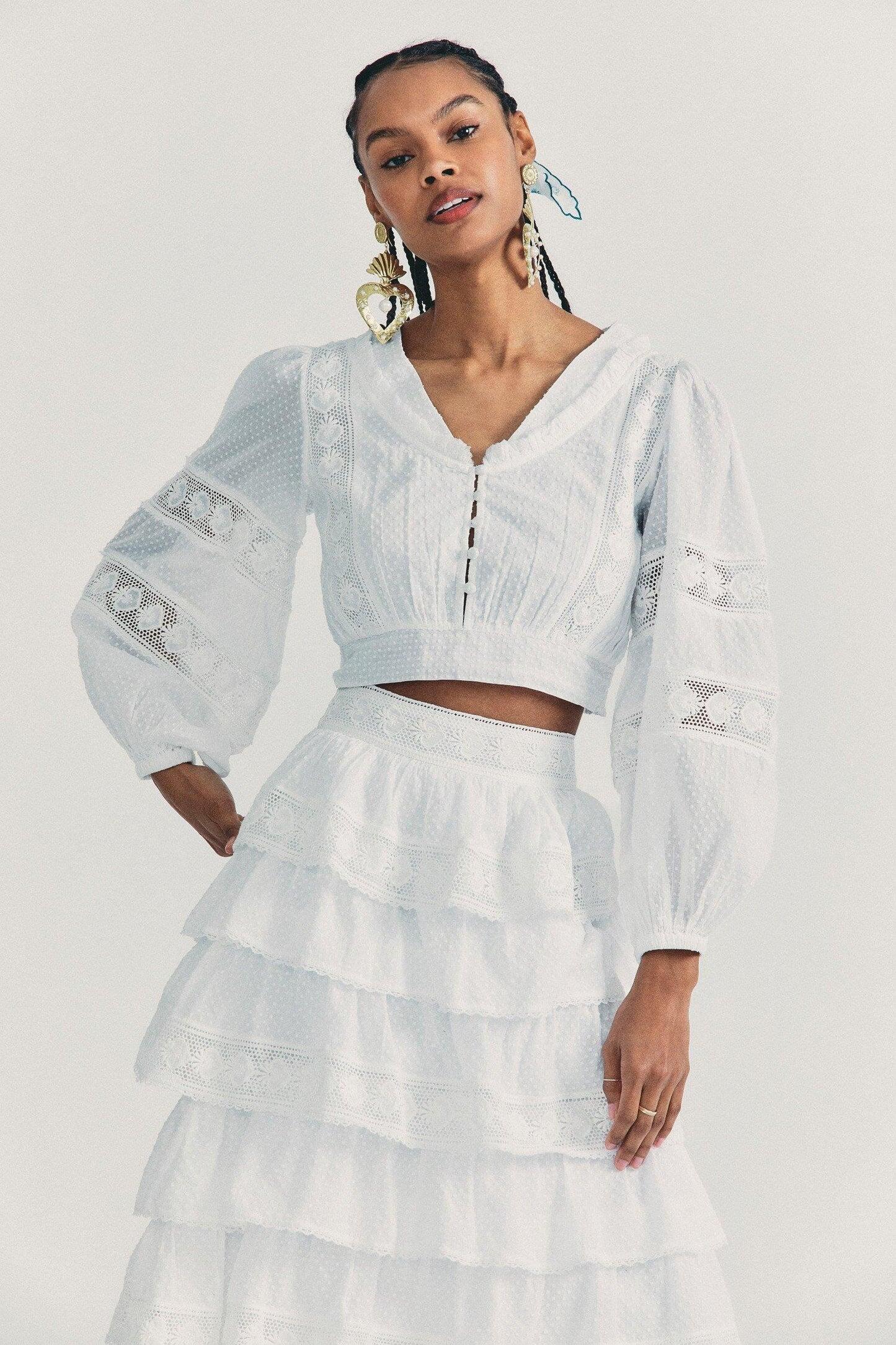 Salida Crop Top Antique White - Top