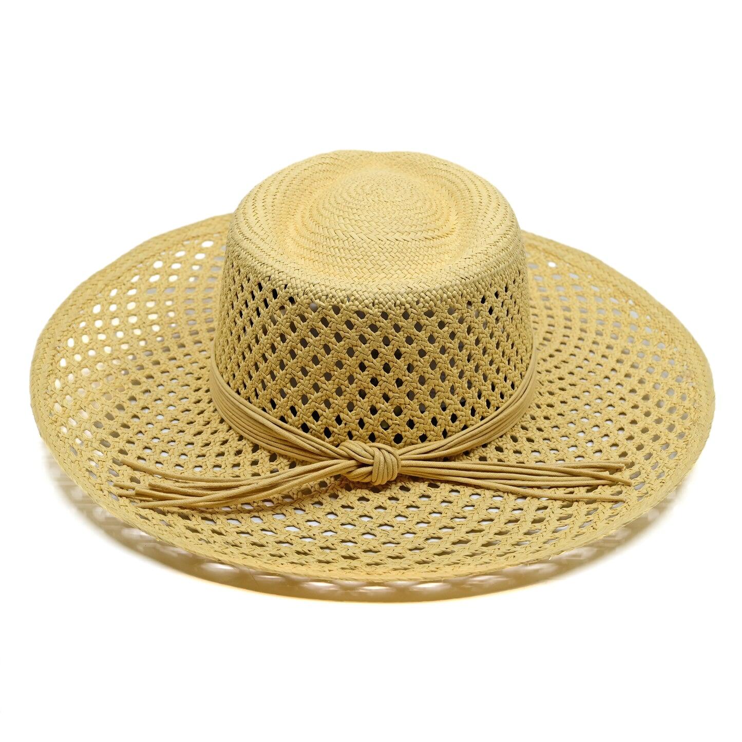 Lucia Diamanete Vent Wide Brim Wheat Hat With Tagua Buckle Cord - Hat